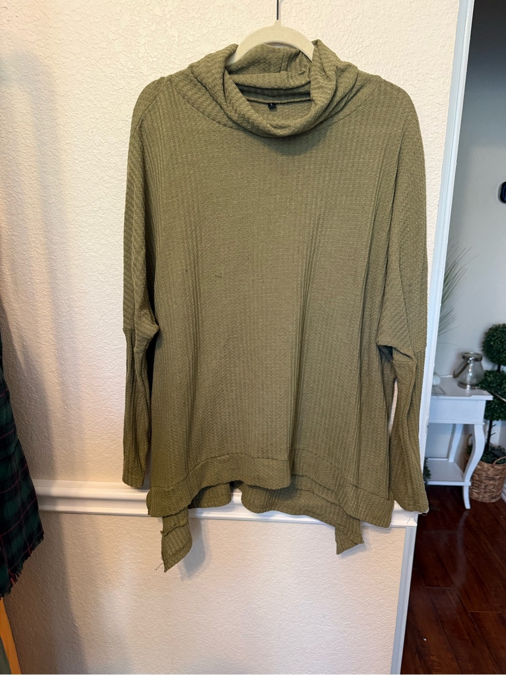 Olive Green Women's Cowl Neck Sweater large oversized